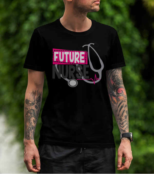 Future Nurse Stethoscope Heartbeat College Student Cute Nursin T-Shirt