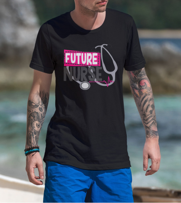 Future Nurse Stethoscope Heartbeat College Student Cute Nursin T-Shirt