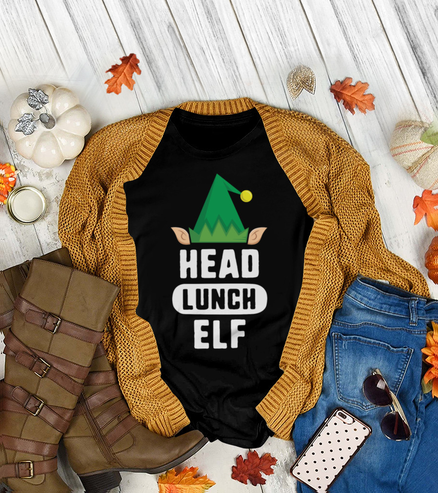Head Lunch Elf Christmas Hat Ears T-Shirt