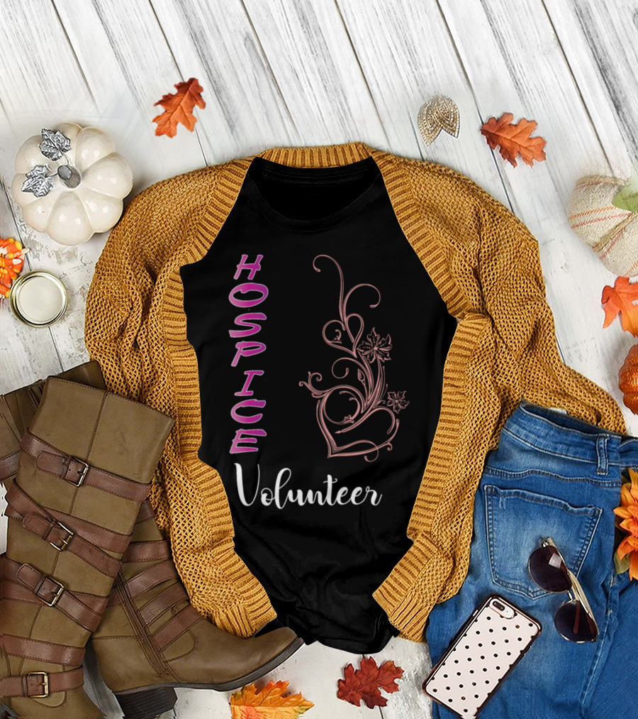 Hospice Volunteer Heart Floral T-Shirt