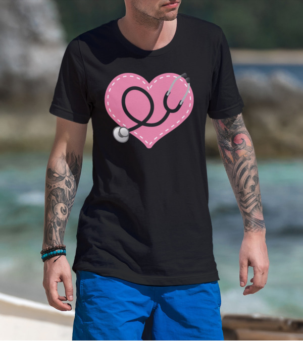 Nurse Heart Stethoscope T-Shirt
