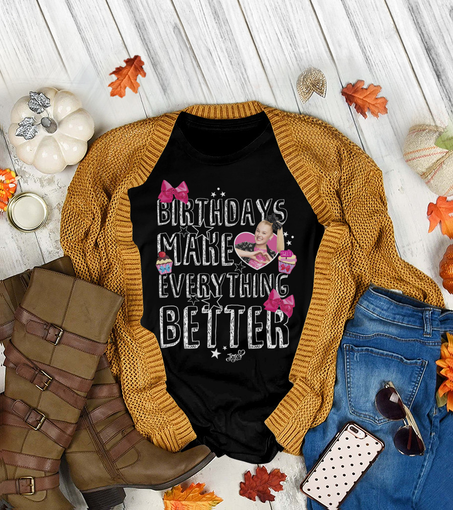 Nickelodeon Jojo Siwa Birthdays Make Everything Better Cupcakes Bows Sweet T-Shirt