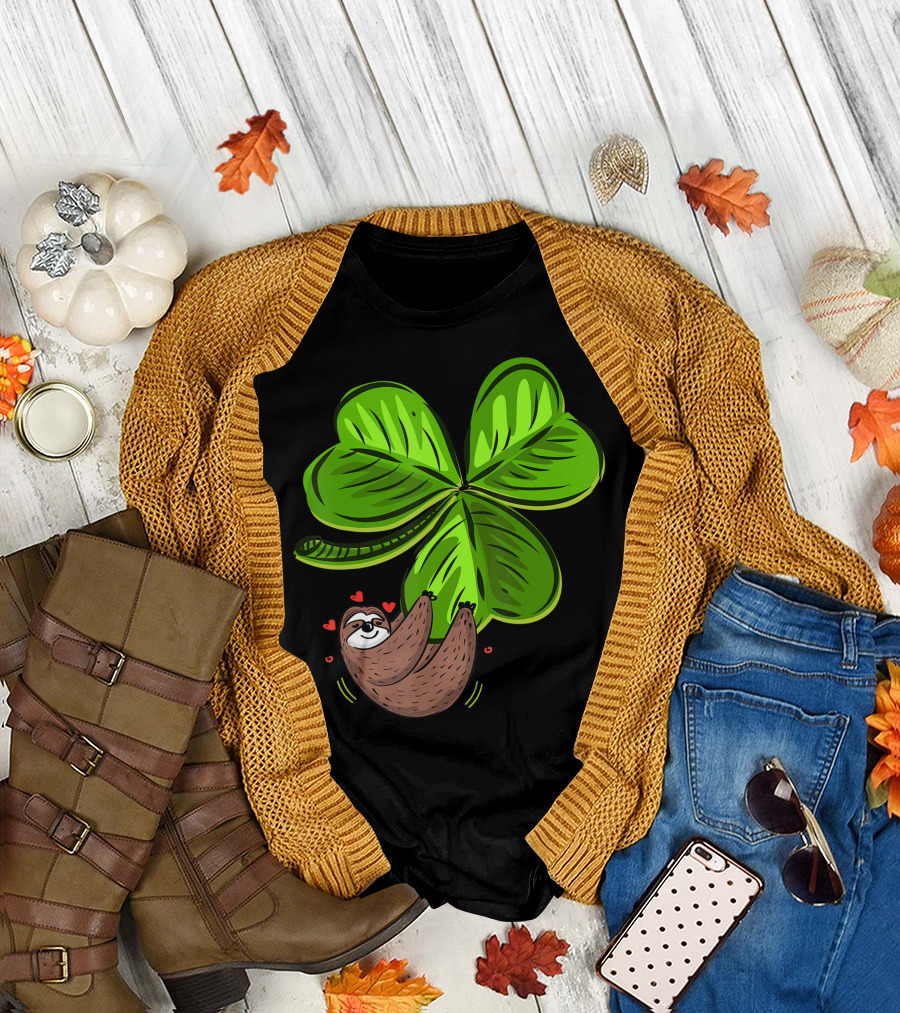 Sloth Shamrock St Patricks Day Irish Luck T-Shirt