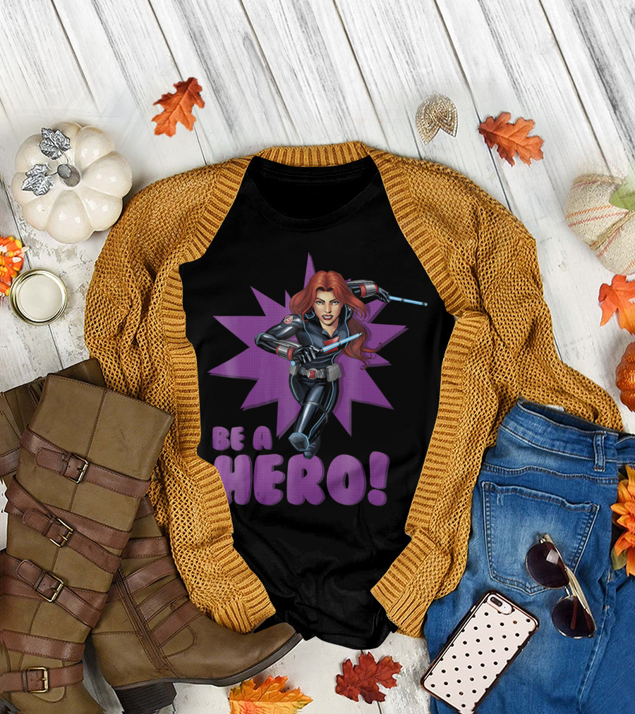 Black Widow Avengers Assemble Be A Hero Heroic Pose T-Shirt