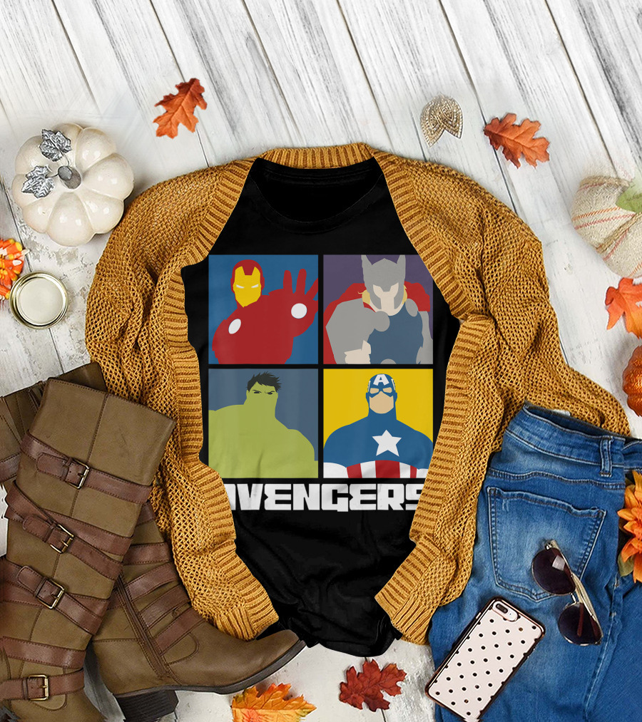 Avengers Assemble Ironman Hulk Thor Captain America 4 Box T-Shirt
