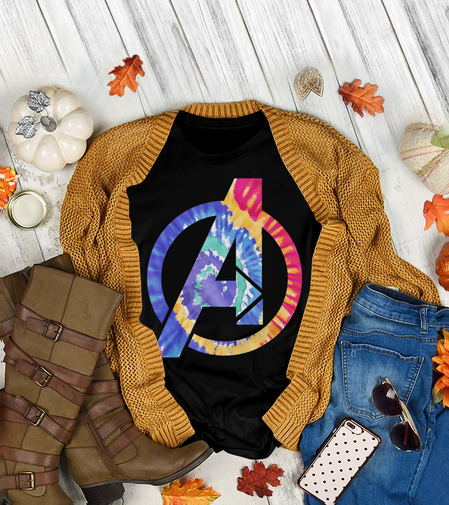 Marvel Avengers Tie Dye Rainbow 90s T-Shirt