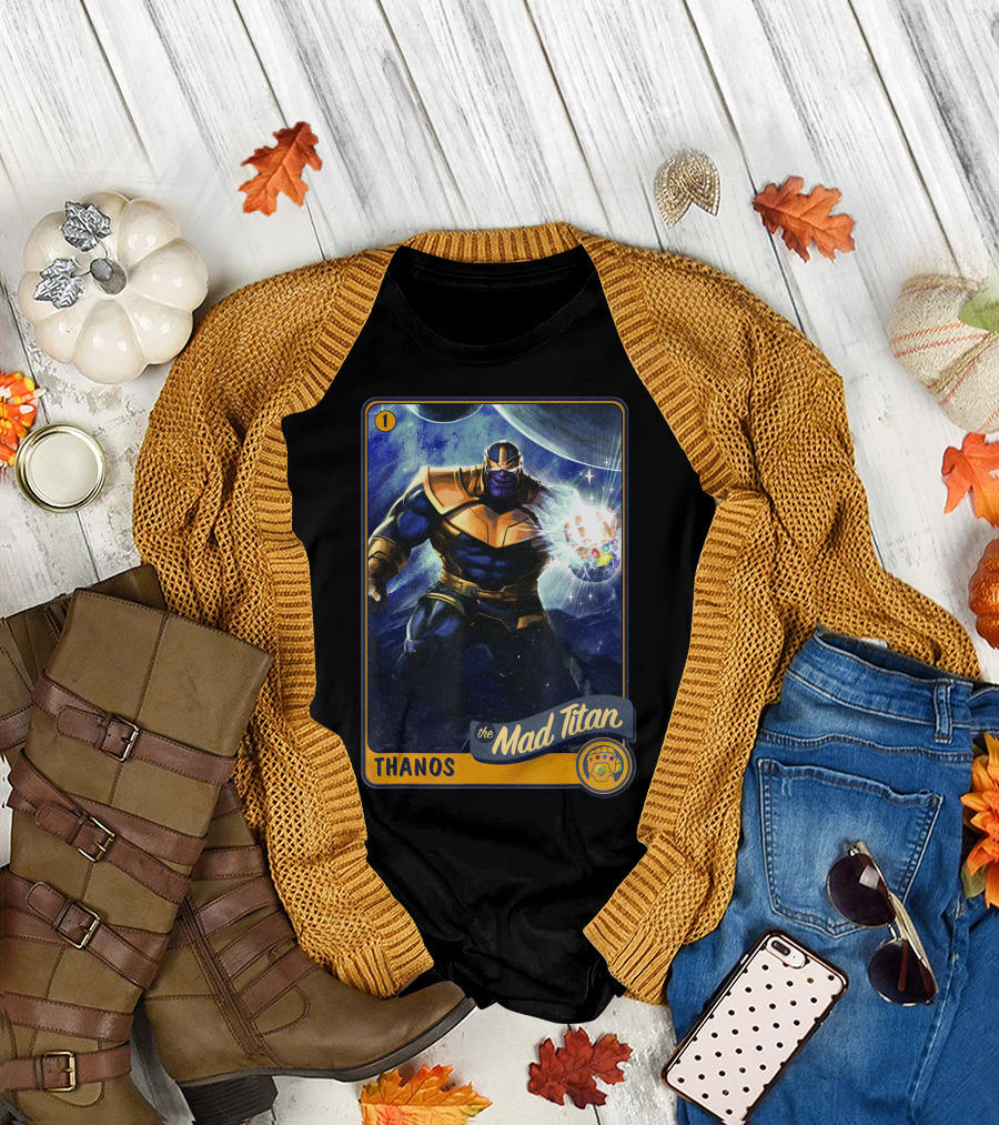Thanos The Mad Titan Marvel Avengers Trading Card with Infinity Gauntlet T-Shirt