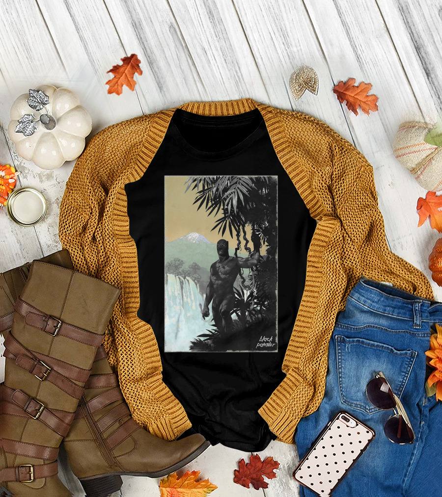 Marvel Black Panther Waterfall Jungle Scene T-Shirt