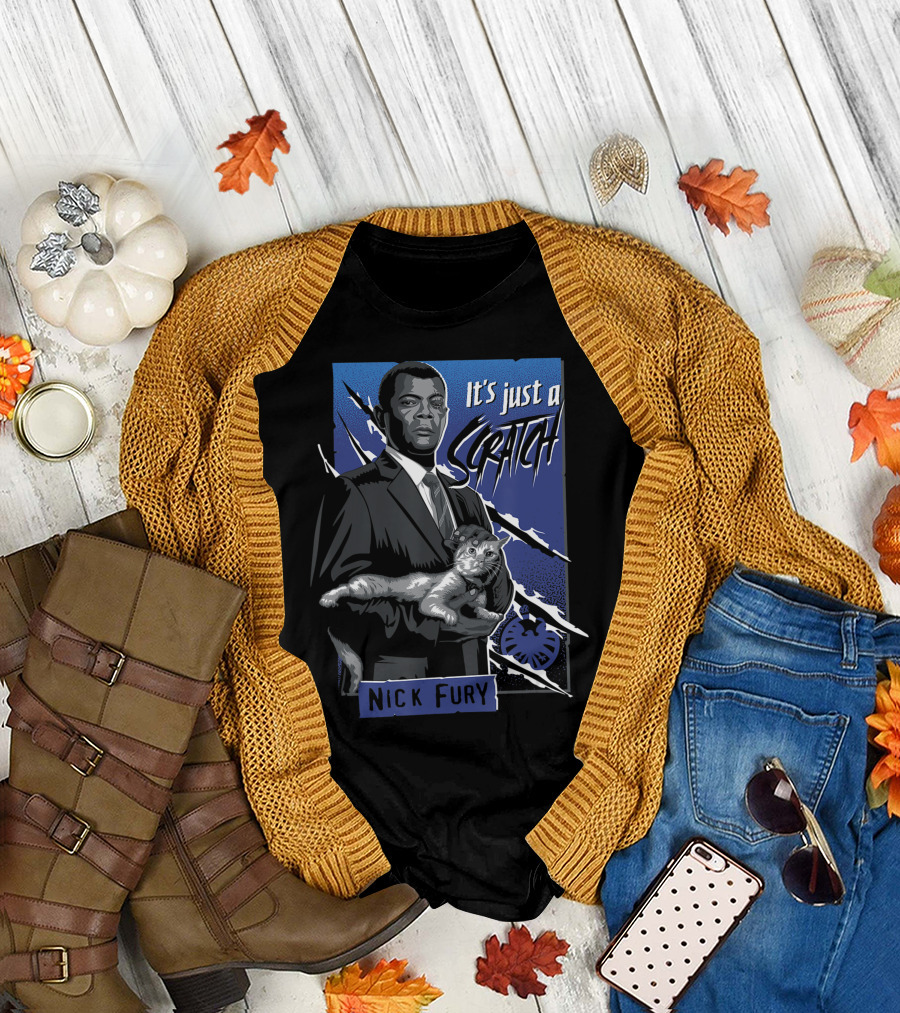 Nick Fury It's Just a Scratch Captain Marvel Goose T-Shirt