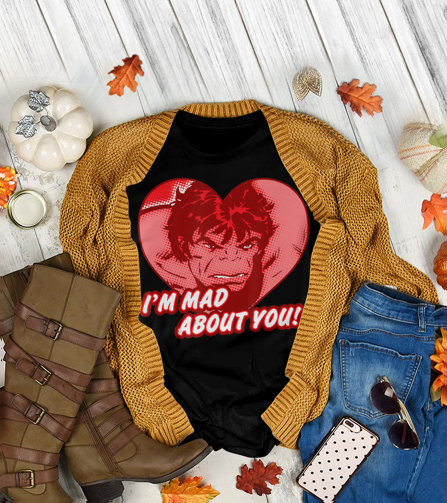 Marvel Hulk Heart I'm Mad About You Valentines Day T-Shirt