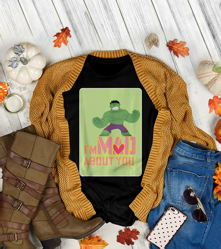 Marvel Hulk I'm Mad About You Valentine Card T-Shirt