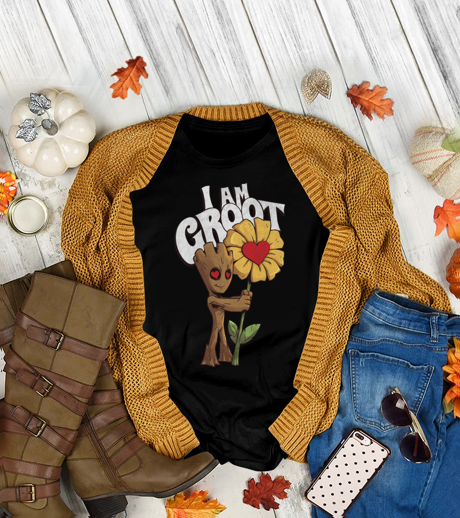 Marvel I Am Groot Heart Daisy Valentines T-Shirt