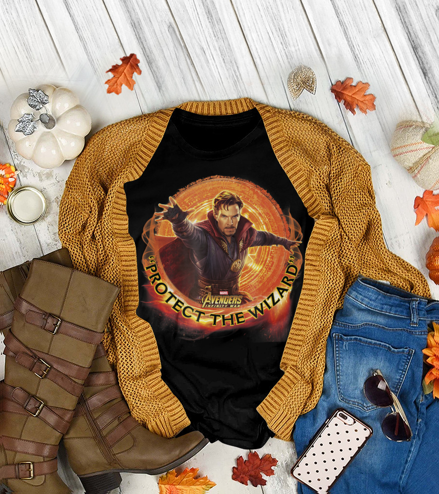 Marvel Avengers Infinity War Protect The Wizard Dr Strange T-Shirt