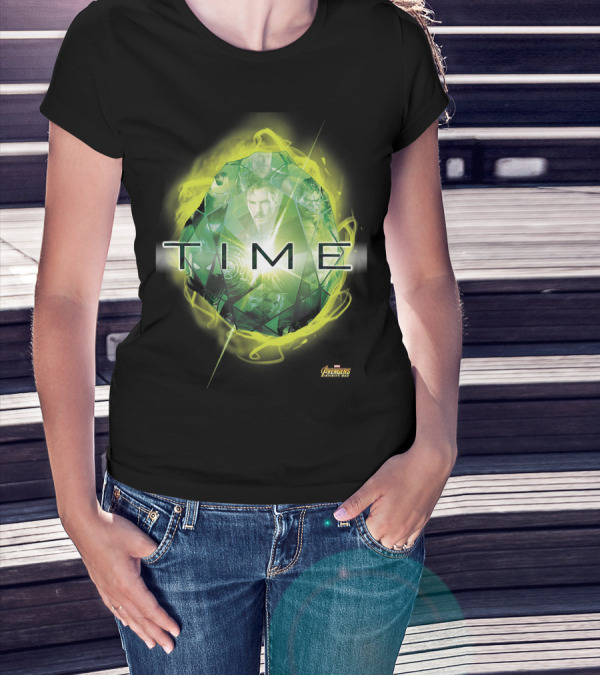 Avengers Infinity War Green Time Stone With Heroes Montage T-Shirt