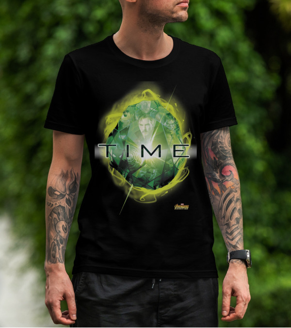 Avengers Infinity War Green Time Stone With Heroes Montage T-Shirt