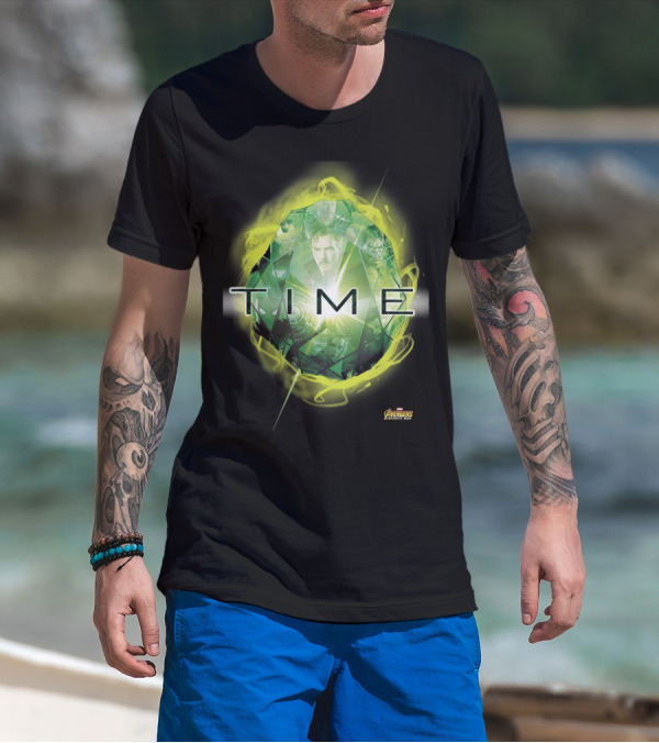 Avengers Infinity War Green Time Stone With Heroes Montage T-Shirt