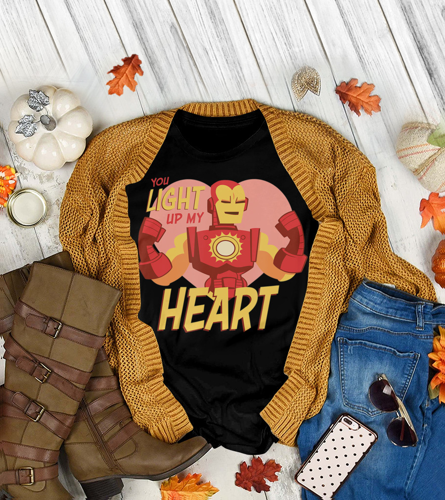 Marvel Iron Man You Light Up My Heart Valentine's Day T-Shirt