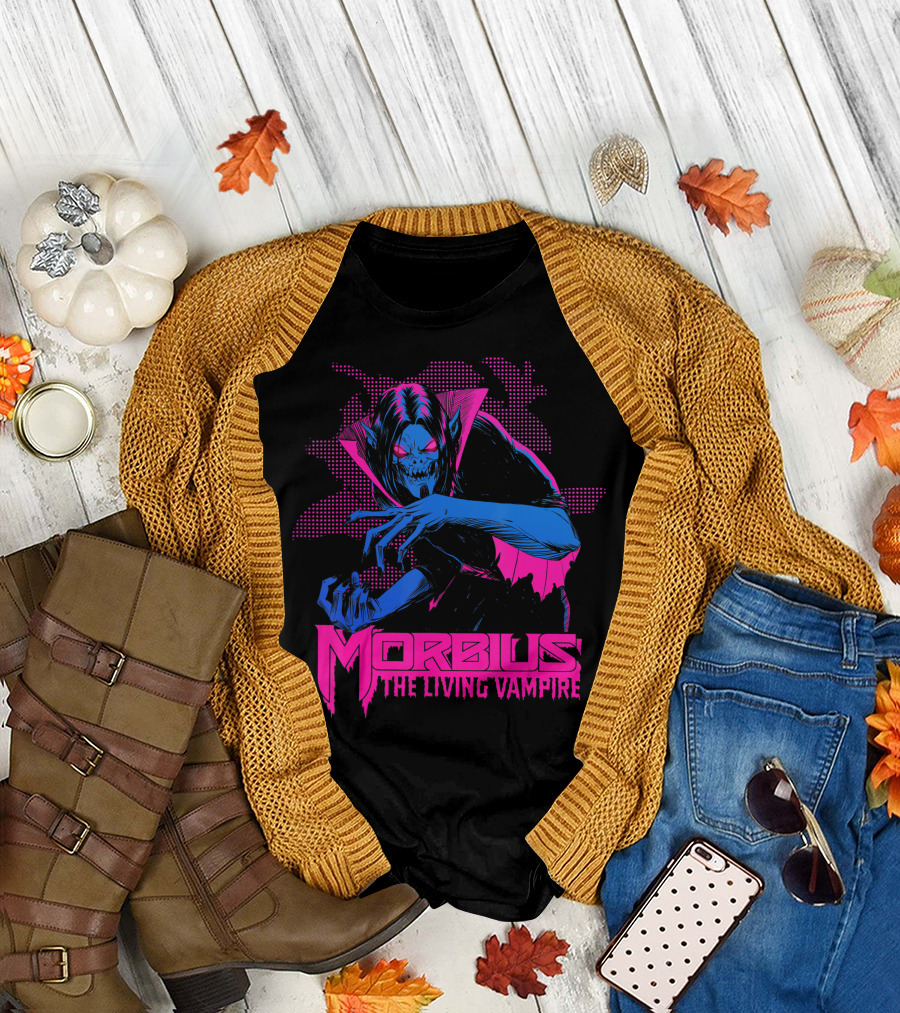 Morbius The Living Vampire Neon Marvel Comic Horror T-Shirt