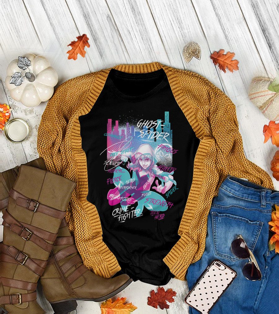 Ghost Spider Graffiti Fierce Hero Crime Fighter Strength Marvel Rising Secret Warriors T-Shirt