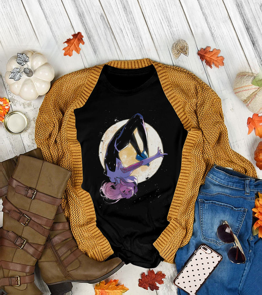 Marvel Spider Gwen Moonlit Flip Over the Full Moon T-Shirt