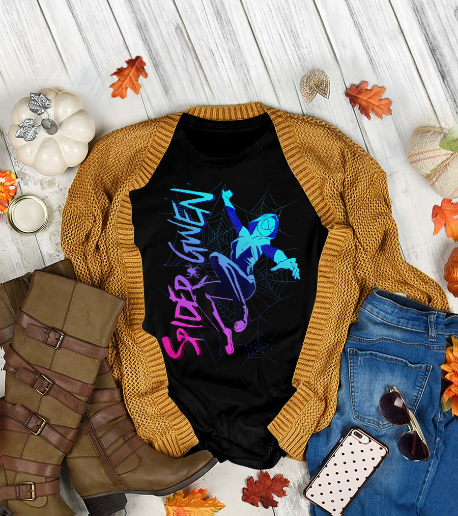 Spider Gwen Marvel Neon Gradient Web T-Shirt