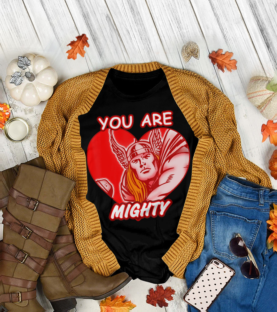 Marvel Avengers Thor You Are Mighty Heart Valentine's Day T-Shirt