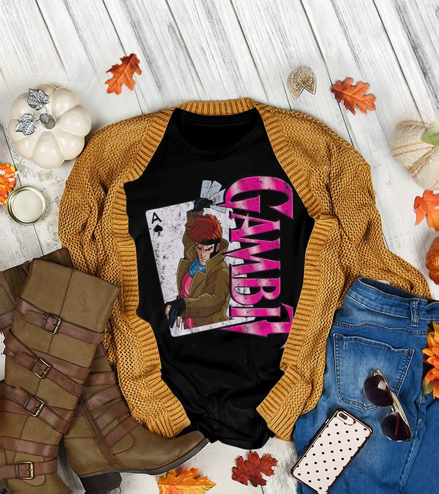 'Marvel X-Men Gambit Playing Card Illustration' T-Shirt