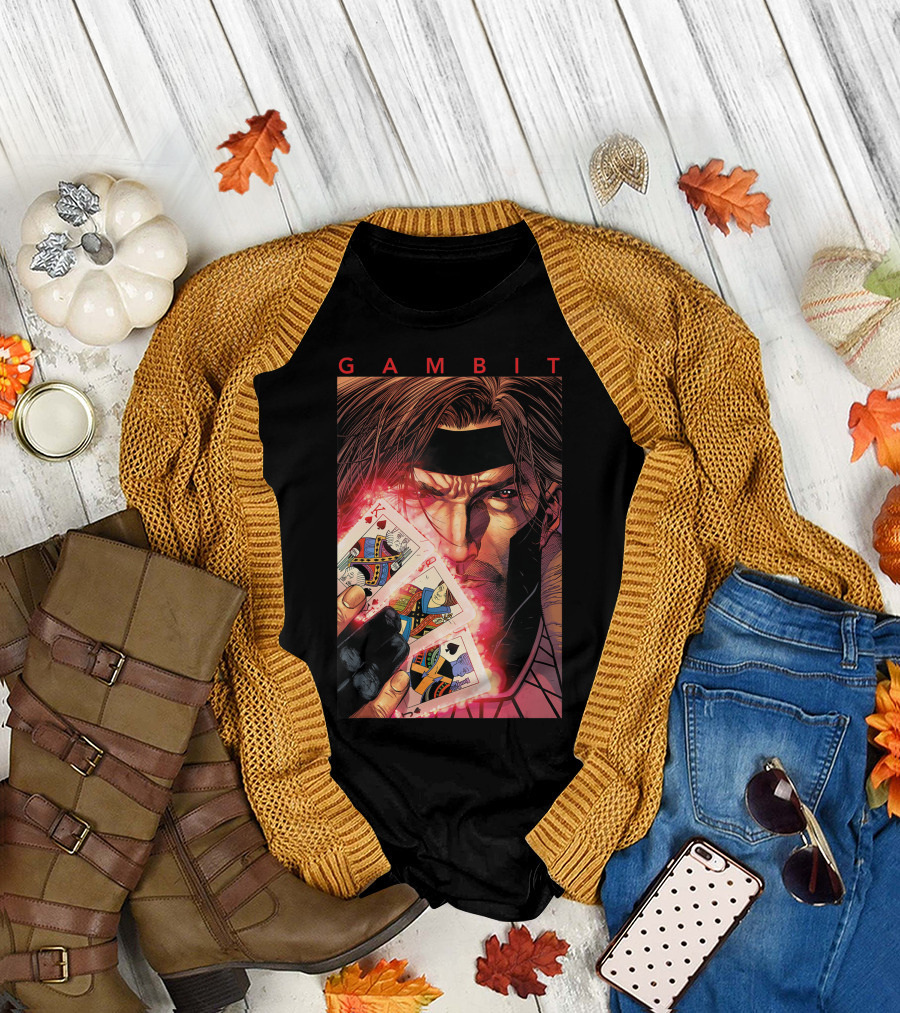 Gambit Marvel X Men Glowing Playing Cards T-Shirt