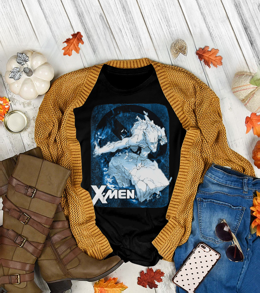 X Men Iceman Cold as Ice with Flames T-Shirt