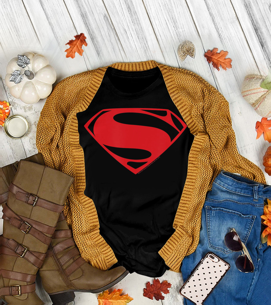 Superman Man Of Steel S Shield Red Glyph Logo T-Shirt