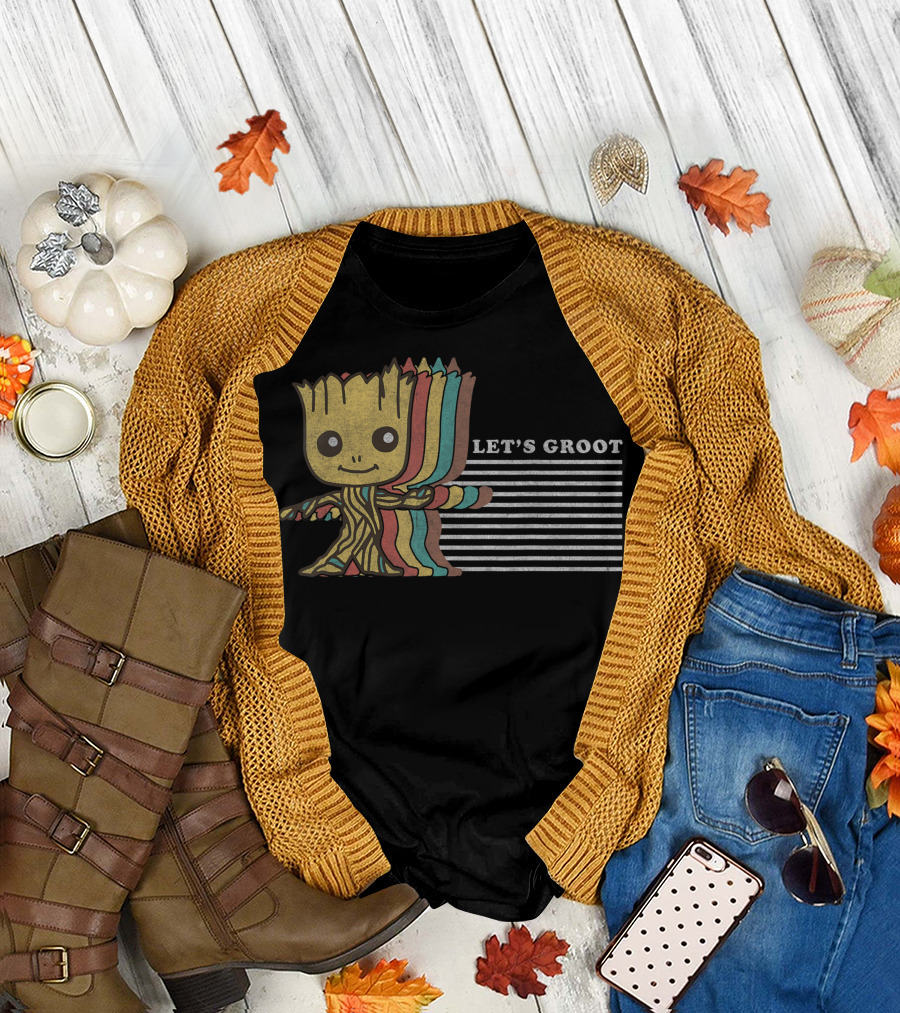 Marvel Guardians Of The Galaxy Let's Groot Retro Striped Character T-Shirt