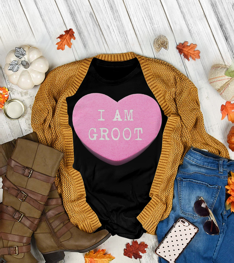 Marvel I Am Groot Candy Valentines Heart Pink T-Shirt