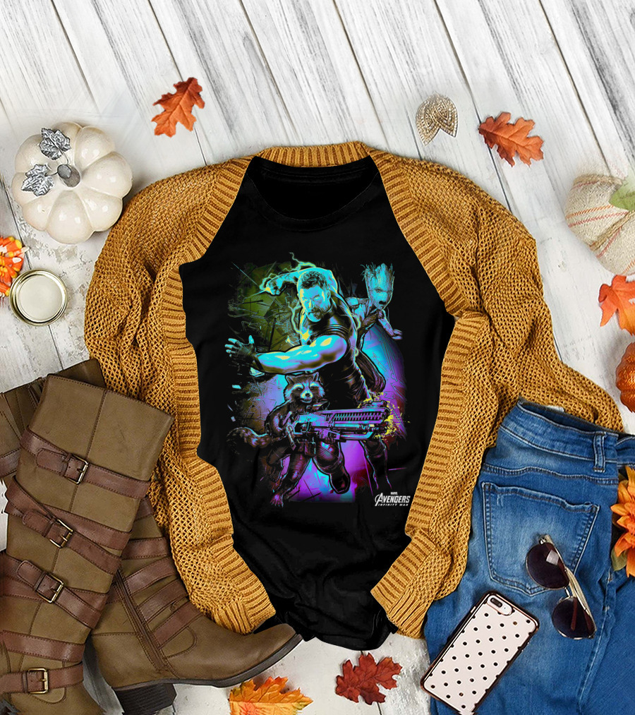 Avengers Infinity War Thor Rocket Groot The Power Trio T-Shirt