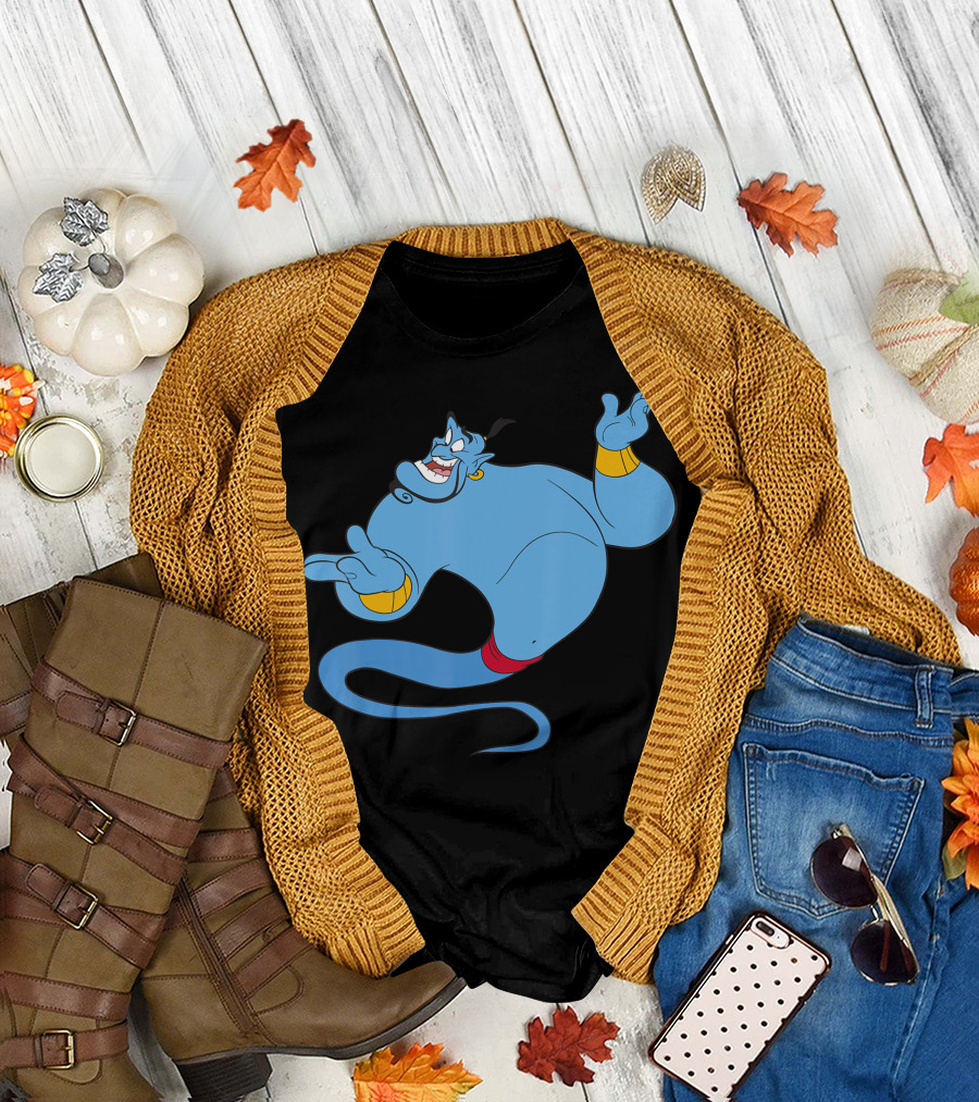 Disney Aladdin Genie Floating Happy Blue Iconic Character T-Shirt