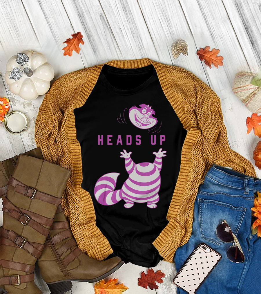 Disney Alice In Wonderland Cheshire Cat Heads Up T-Shirt