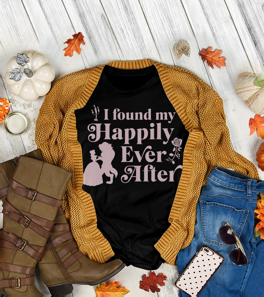 Disney Beauty and the Beast I Found My Happily Ever After Silhouette Rose Candelabra T-Shirt