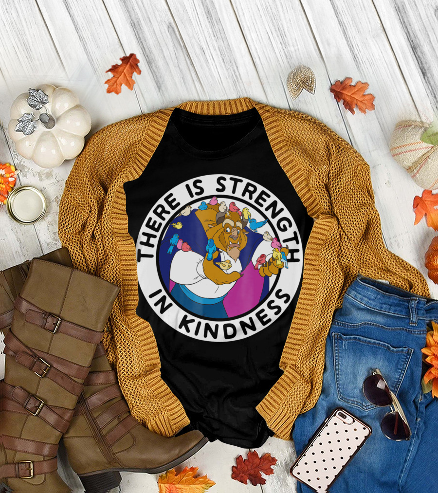 Disney Beauty And The Beast There Is Strength In Kindness Beast Surrounded By Birds T-Shirt