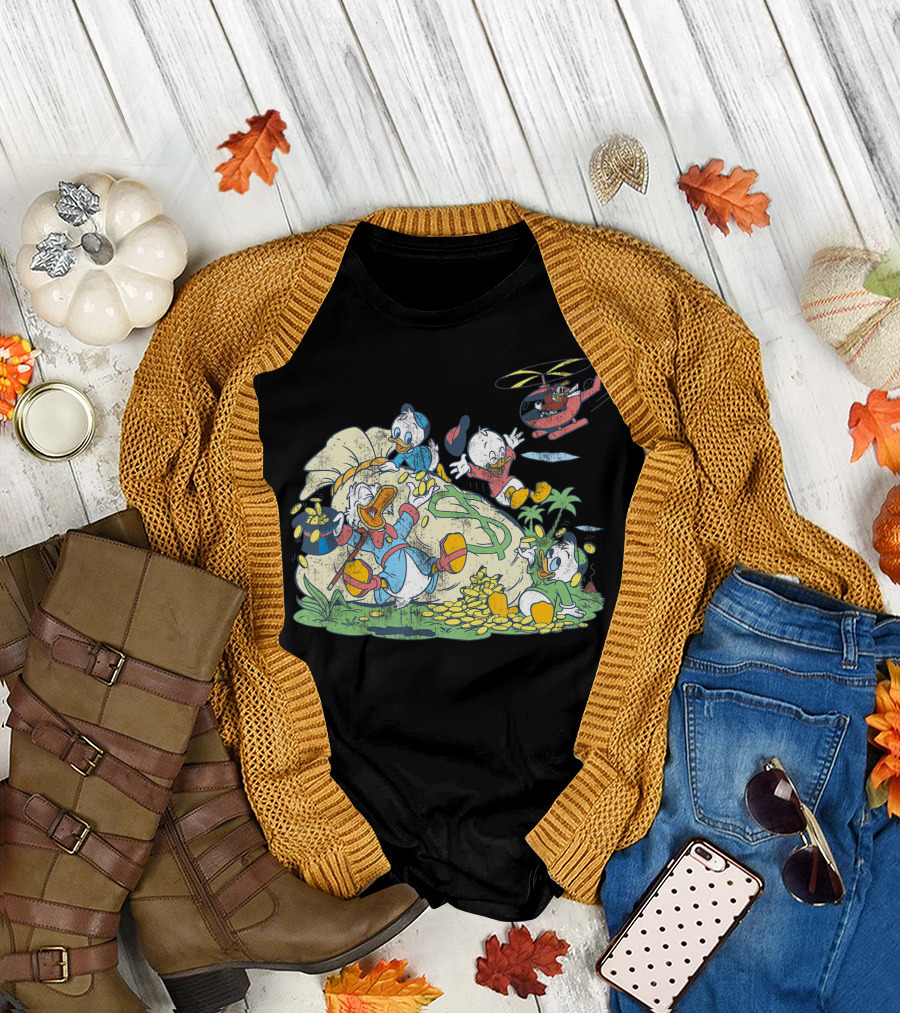 Disney Duck Tales Scrooge and Nephews with Money Bag Adventure T-Shirt