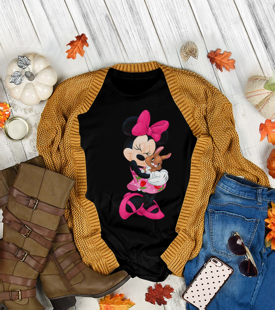 Disney Easter Minnie Mouse Cuddling Bunny T-Shirt