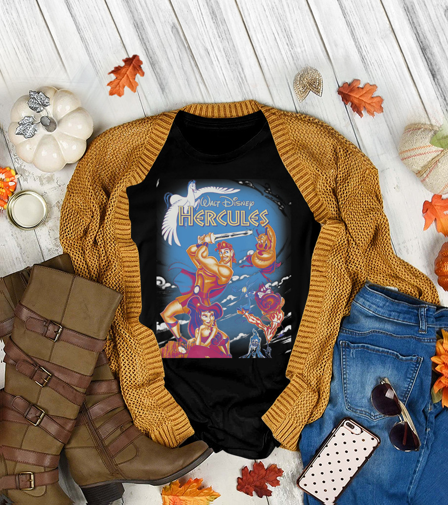 Walt Disney Hercules Main Cast Movie Cover Pegasus Phil Megara Hades Pain Panic T-Shirt