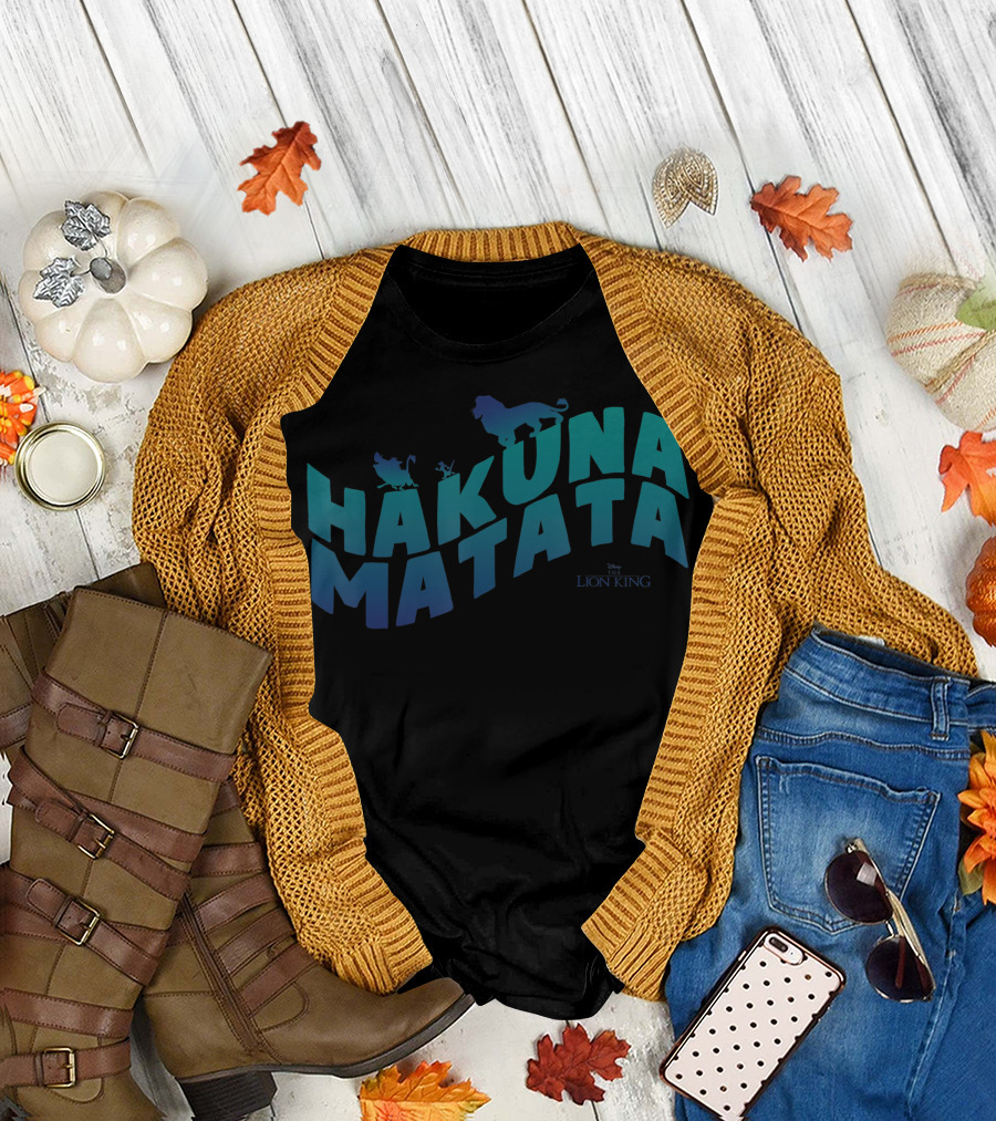 Hakuna Matata Disney Lion King Blue Text Trio T-Shirt