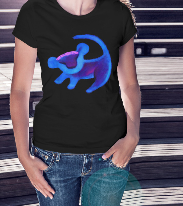 Disney Lion King Simba Cave Painting Blue Hue Rafiki Sketch T-Shirt