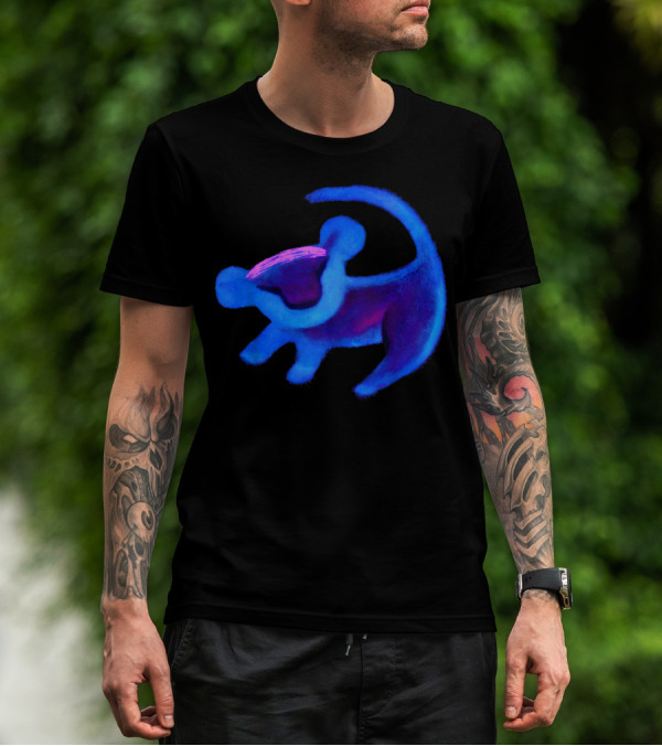 Disney Lion King Simba Cave Painting Blue Hue Rafiki Sketch T-Shirt