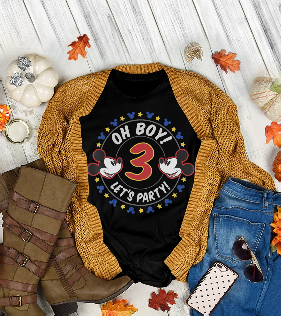 Disney Mickey Oh Boy 3 Let's Party Birthday T-Shirt
