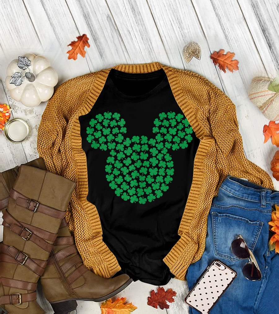 Disney Mickey Mouse Green Clovers St Patricks Day T-Shirt