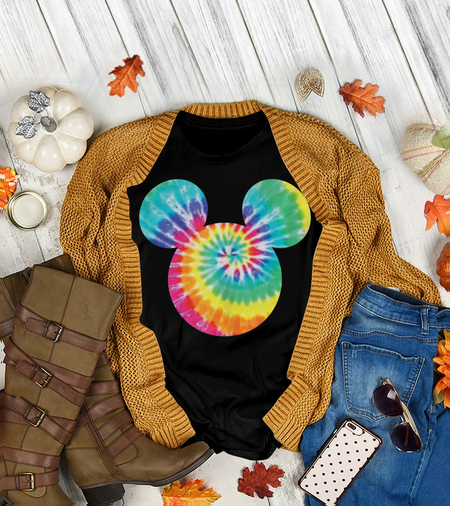 Disney Mickey Mouse Icon Rainbow Tie Dye T-Shirt