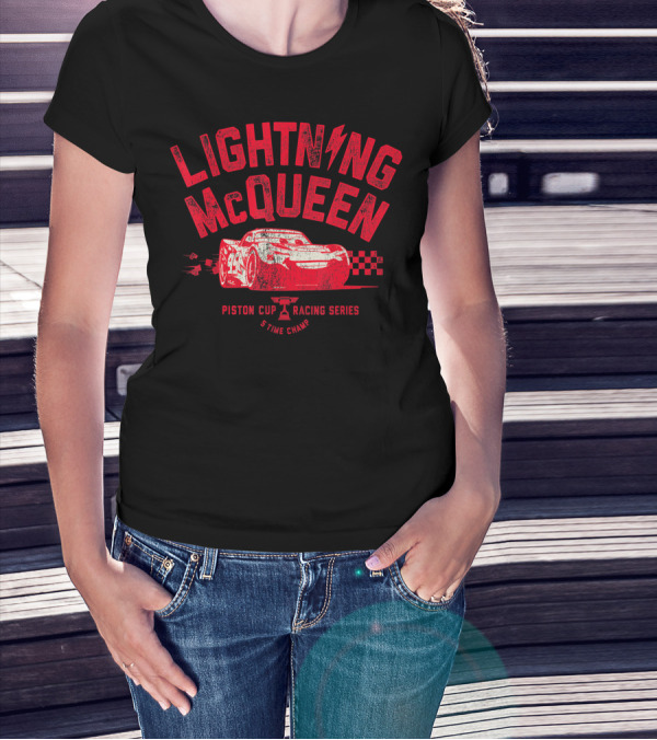 Lightning McQueen Piston Cup Racing Series 5 Time Champ Disney Pixar Cars 3 Vintage T-Shirt