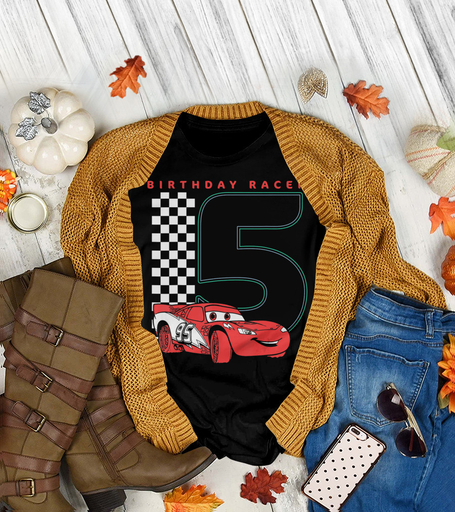 Birthday Racer 5 Lightning McQueen Disney Pixar Cars T-Shirt