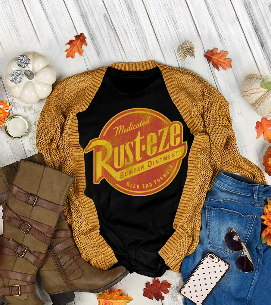 Medicated Rust-Eze Bumper Ointment Rear End Formula Disney Pixar Cars Vintage T-Shirt
