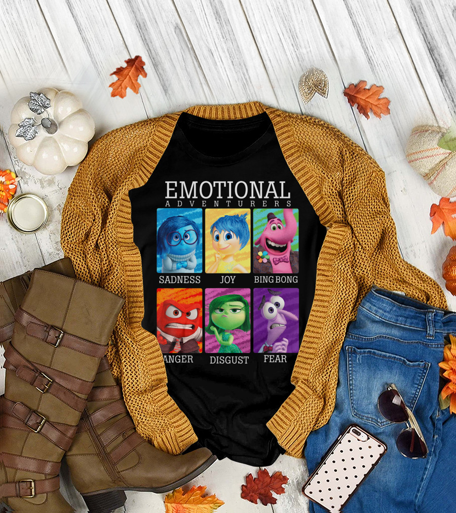 Inside Out Emotional Adventurers Sadness Joy Bing Bong Anger Disgust Fear T-Shirt